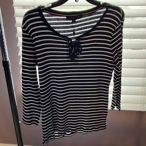 NWT Tommy Hilfiger Striped Laceup Top